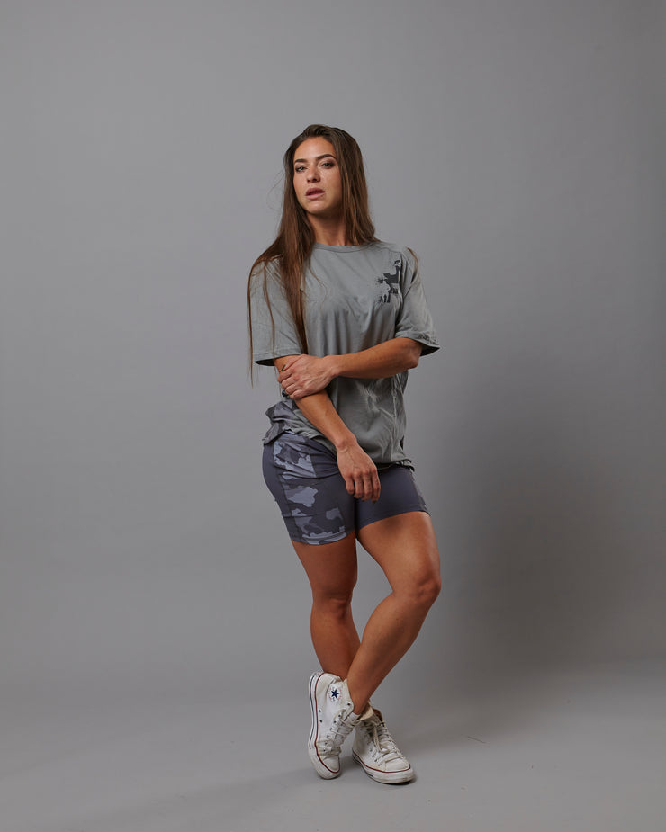 Camo Tee, Light Grey with Side Panel Detail