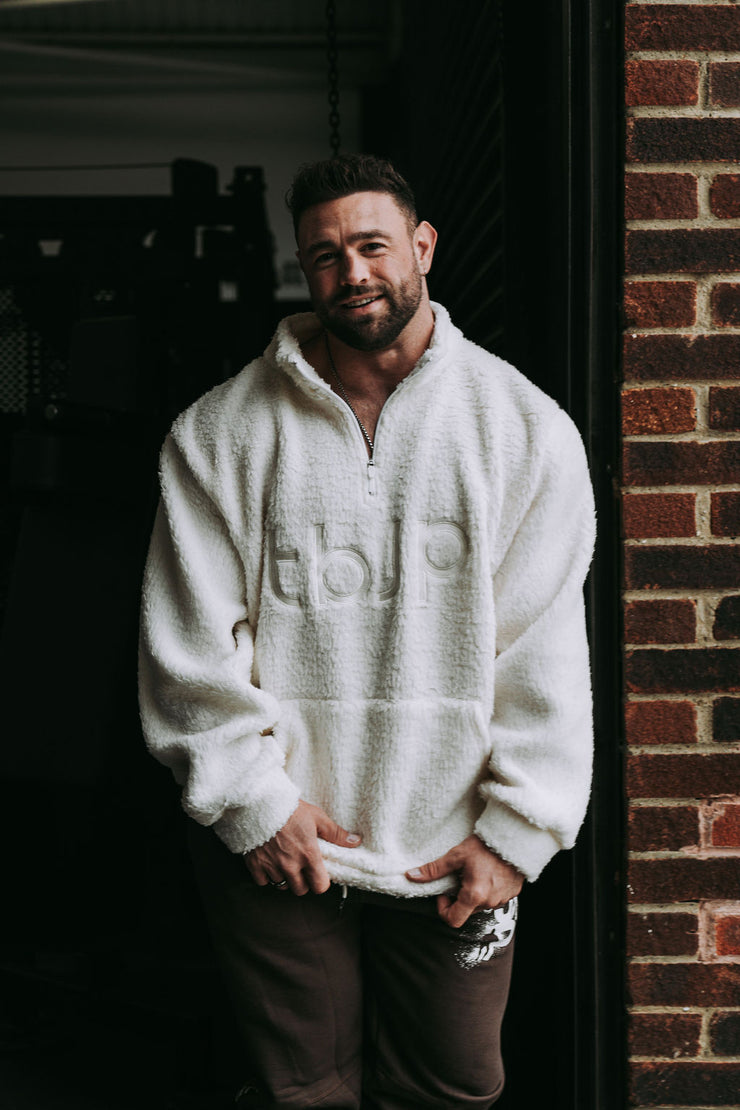 Sherpa Fleece High Neck Jumper in Cream