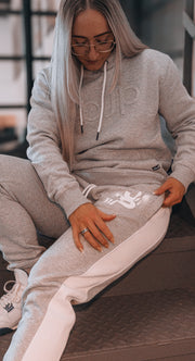 Grey Joggers with White Side Stripe