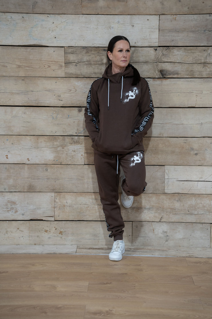 Brown Pullover Hoodie with tbJP Side stripe