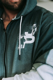 Ombre, Light Weight Zip Up Hoodie in Calm Green