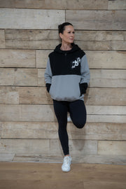 Grey & Black Quarter Zip Hoodie