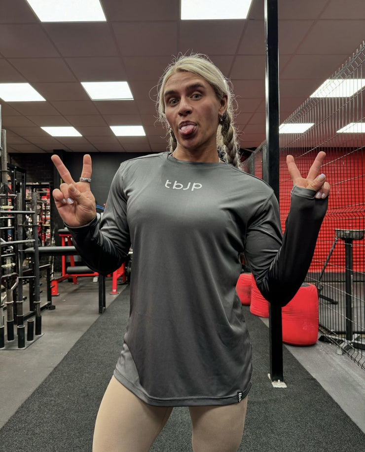 Long Sleeved Sports Top in Grey