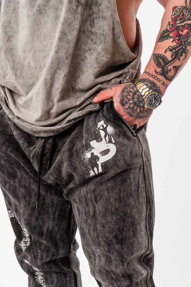 Distressed Joggers in Black