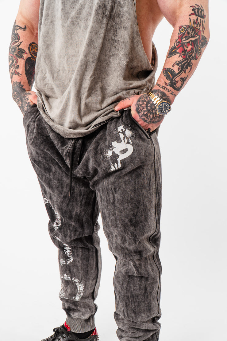 Distressed Joggers in Black