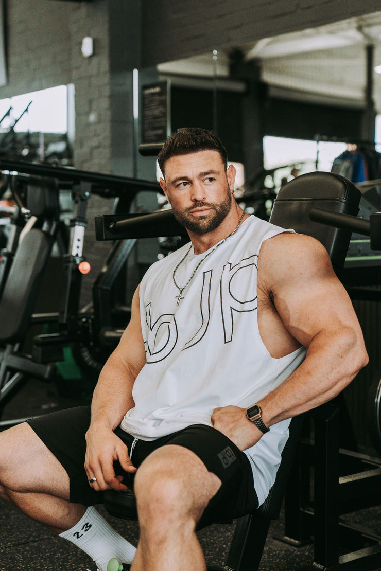 Sleeveless Tee Style Vest in White